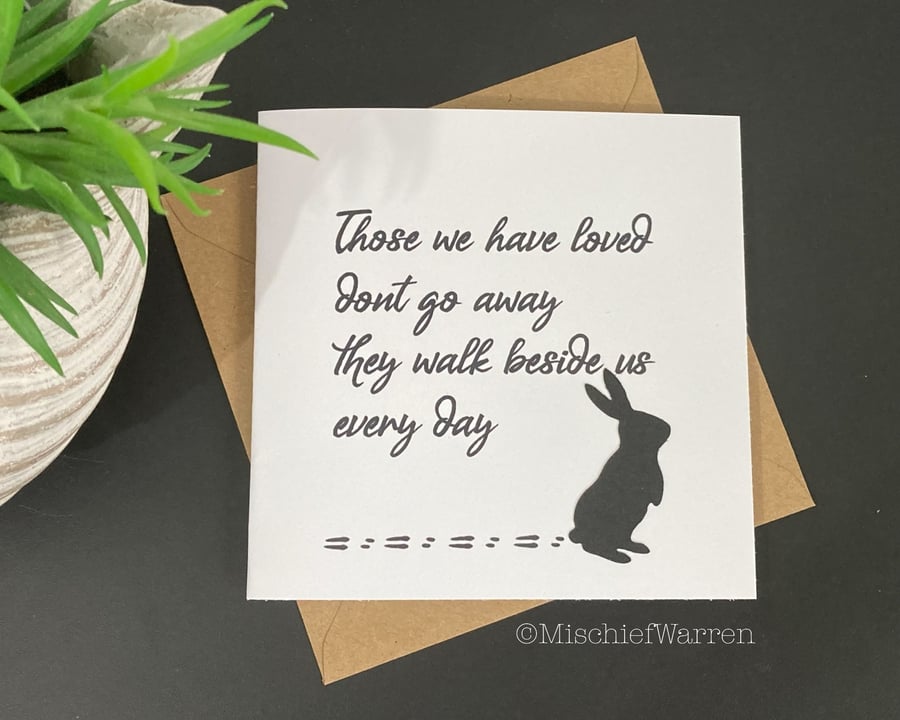 Pet Sympathy Card for rabbit owner condolence in bereavement. 