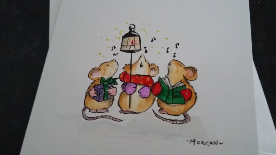 HAND PAINTED CHRISTMAS CARD