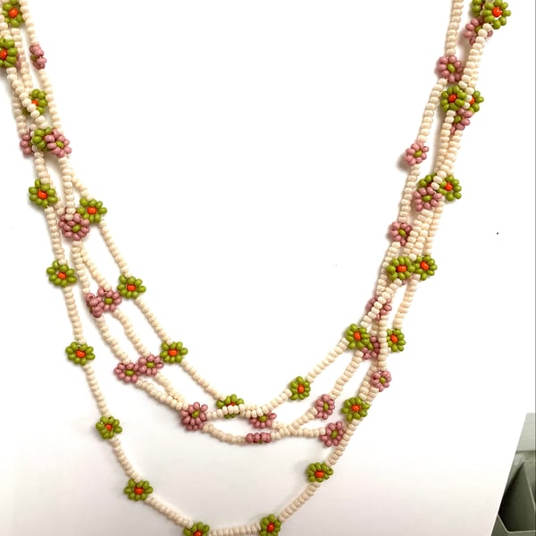 Two Daisy Chain Beaded Necklaces