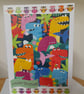CUTE DRAGONS, BEES AND OWLS BIRTHDAY CARD. - Image 2