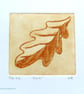 Oak drypoint no.3 of 10 forest floor shades of autumn small scale print