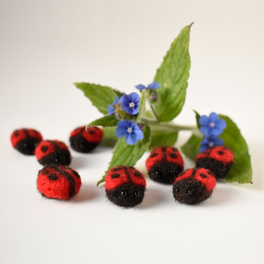 Needle Felted Ladybird x2 - miniature fibre art