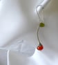 Orange Blossom Flower Bud Earrings with Vesuvianite Leaf, Sterling & Fine Silver - Image 4