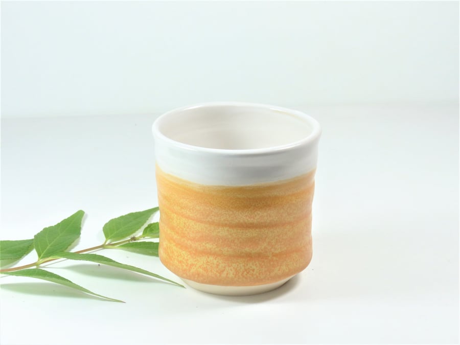 Elegant Saffron Yellow and White Mini Tumbler Espresso cup Ceramics Stoneware UK