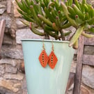 Orange autumn leaf micro macrame earrings 