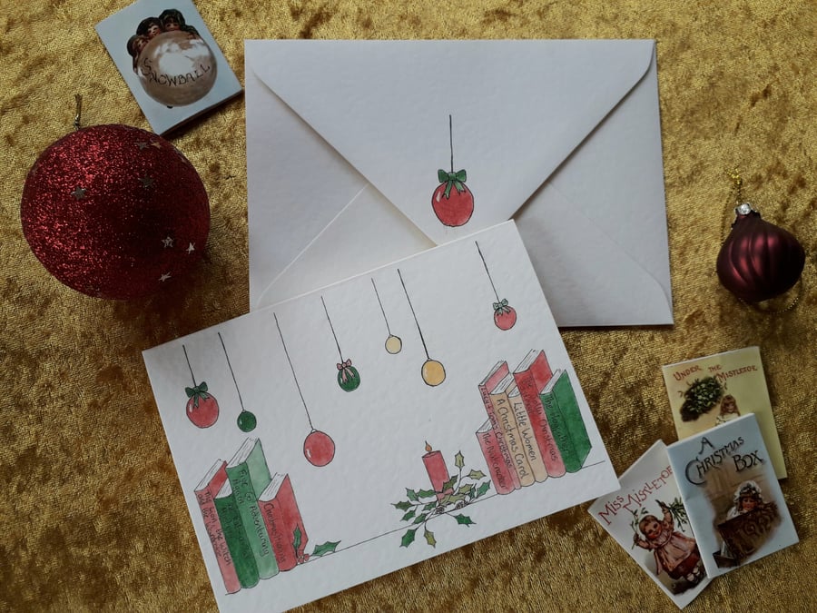 Christmas card with original Christmas books design