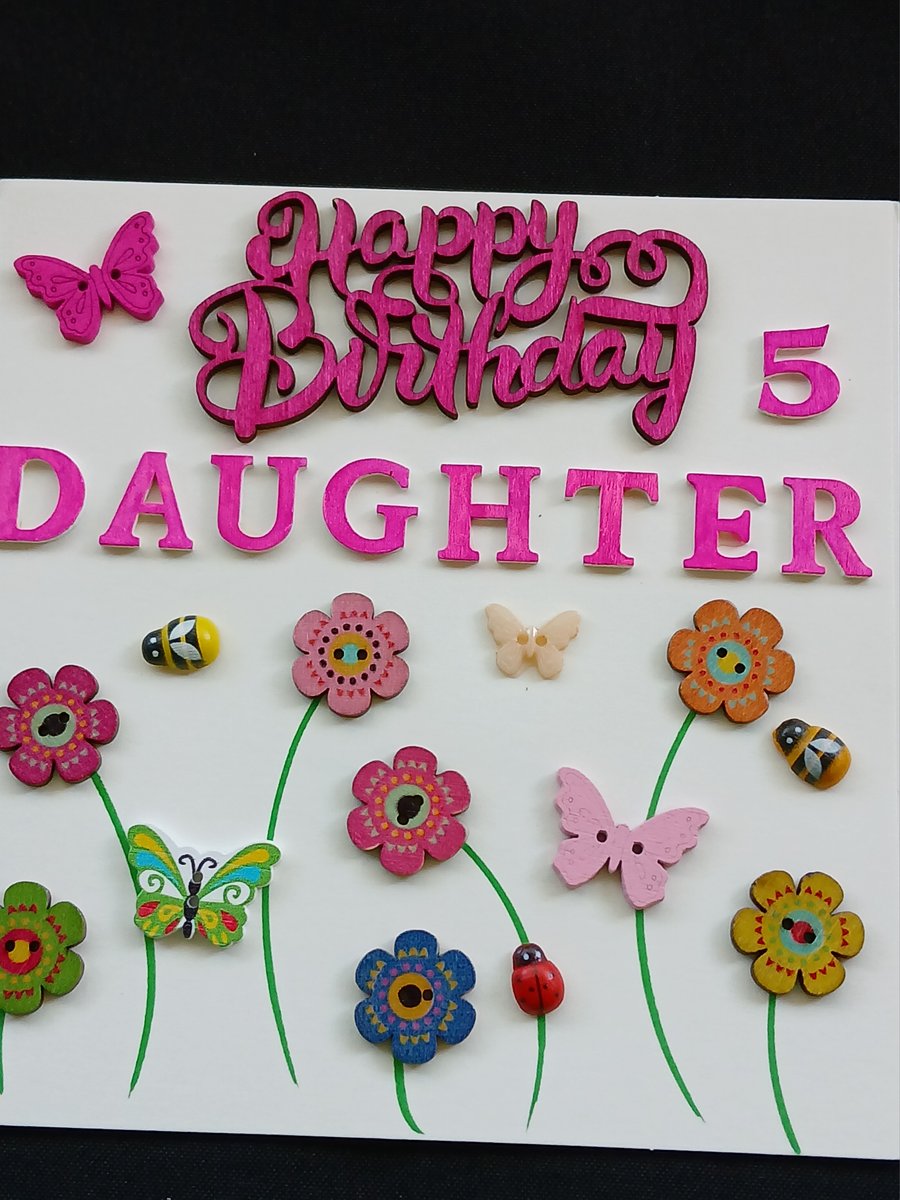 Daughter 5th birthday card 