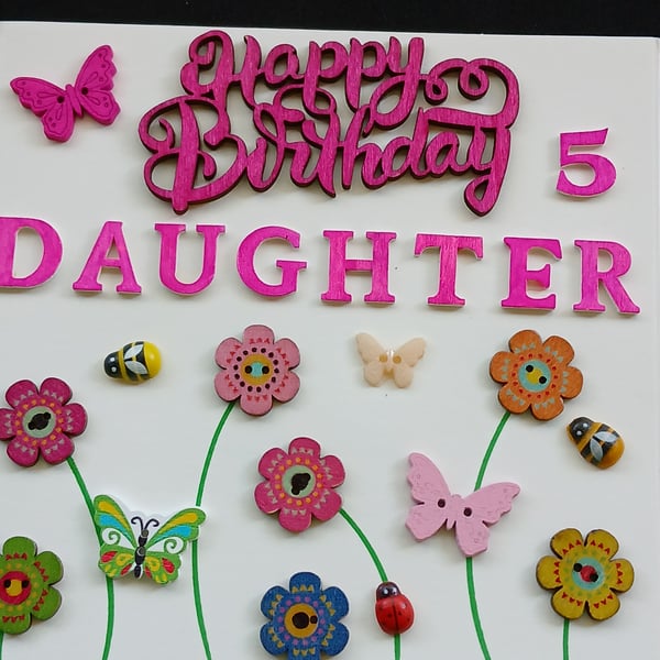 Daughter 5th birthday card 