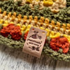 Handmade tag faux suede fold over for sewing, knitting, crochet projects x5