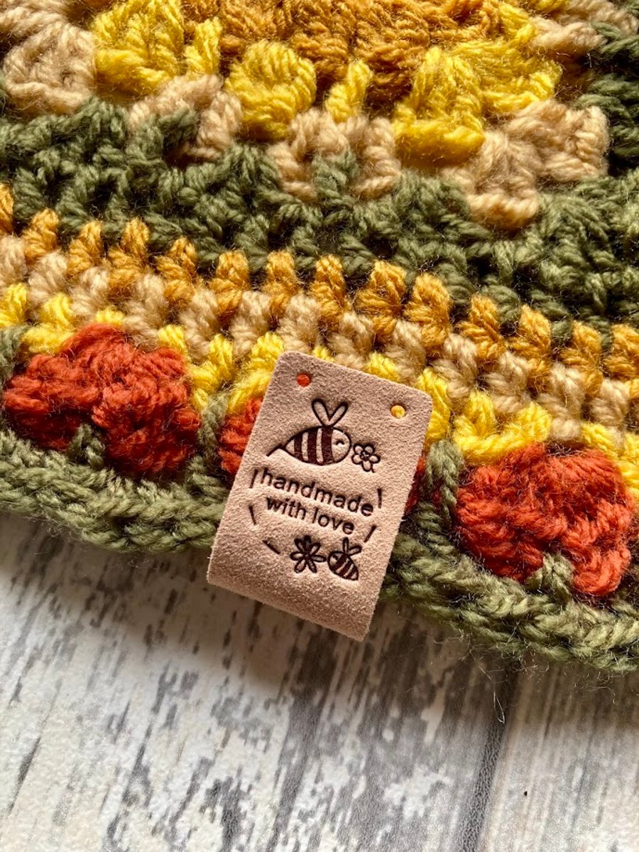 Handmade tag faux suede fold over for sewing, knitting, crochet projects x5