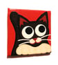 Black and White Cat Magnet - hand painted red magnet, cat lover gift - Image 2