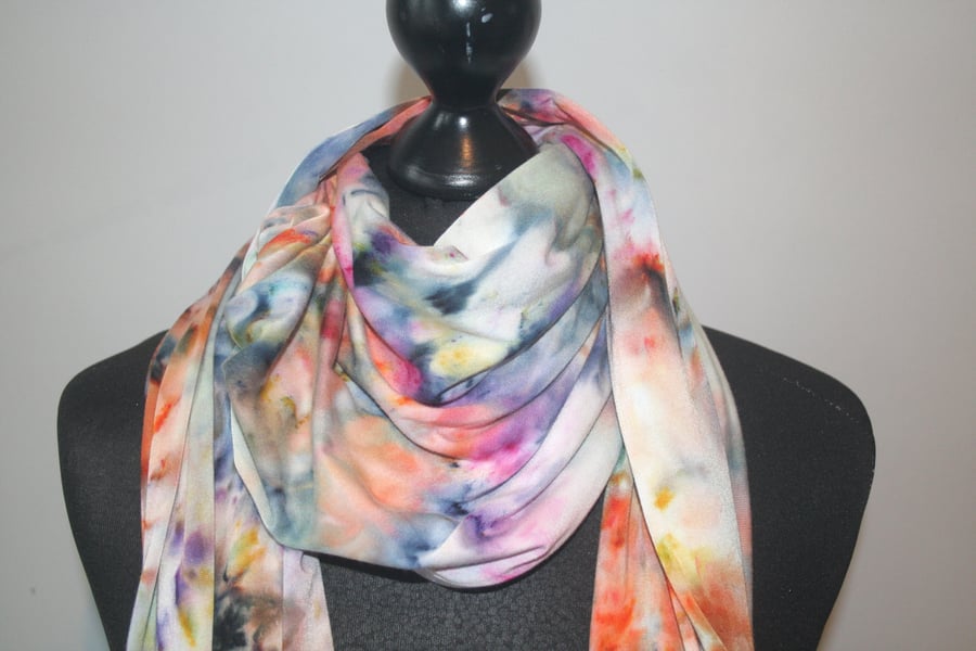 Beautifully Soft and Vibrant Ice Dyed Multi-coloured Bamboo Scarf Shawl