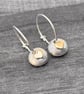 Silver charm Hoop Earrings, silver hoop earrings, gold heart pebble hoop earring