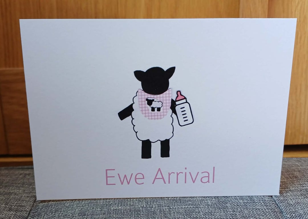 A6 Ewe Arrival Greeting Card (Pink)