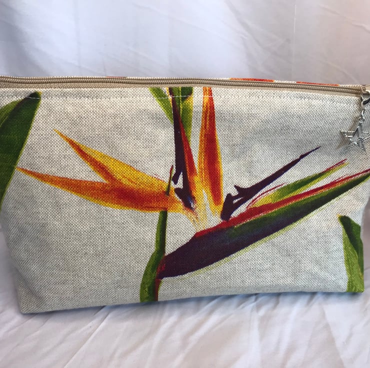 Handmade Bag with Hand Painted Bird of Paradise