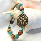 Bronze Starburst & Turquoise Bracelet