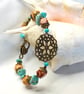 Bronze Starburst & Turquoise Bracelet