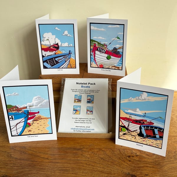A6 Notecards pack of eight with envelopes - Crab Boats