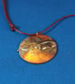 Bat in Clouds Circular Copper Pendant - Image 2