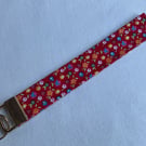 RED FLORAL WRISTLET KEYRING KEY HOLDER LANYARD FOB CHAIN 