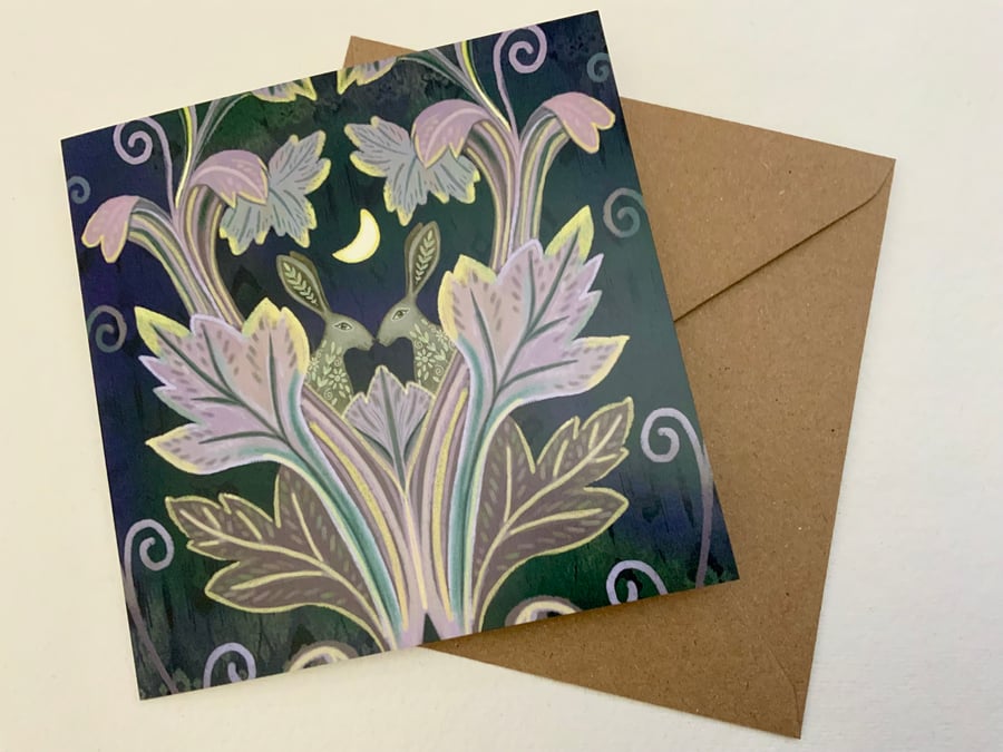 Agapanthus Hares,  blank greetings card