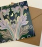 Agapanthus Hares,  blank greetings card - Image 1