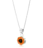 Sterling Silver Sunflower Round Pendant Necklace