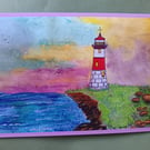 A5 art print card: Lighthouse Sunset 