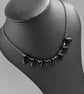 Black Fan Statement Necklace - Jet Black Glass Teardrop Necklaces for Women - Image 4