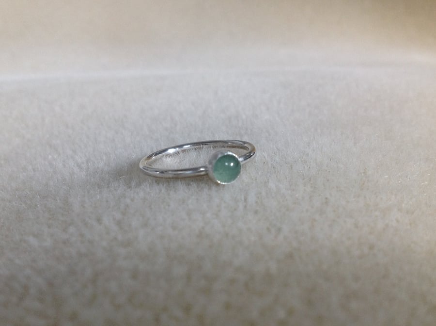 Green Aventurine Sterling and Fine silver ring
