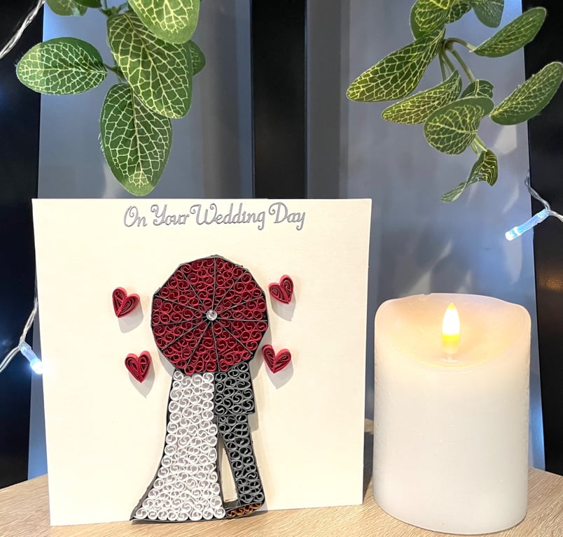 Stunning Handmade Quilled Wedding Day Card