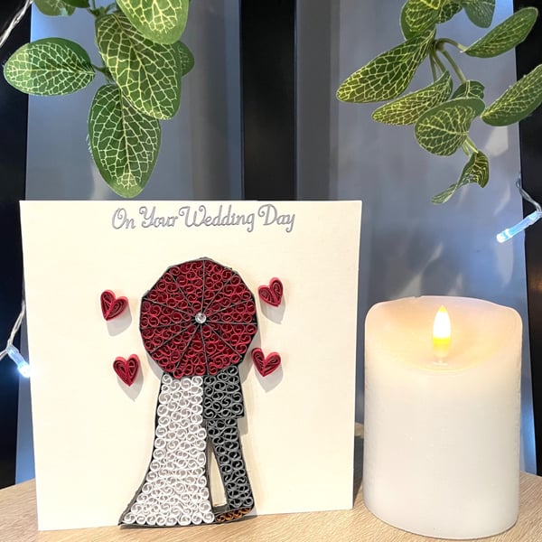 Stunning Handmade Quilled Wedding Day Card