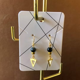 Gold Stainless Steel Triangle Charm Earrings.