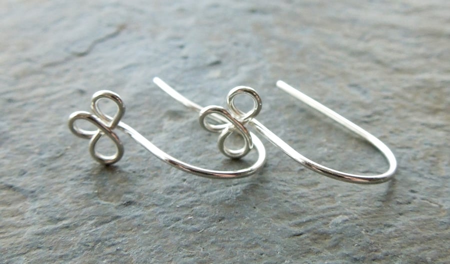Sterling silver trefoil ear wires, clover leaf, 3 pairs, made to order, DIY