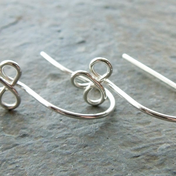 Sterling silver trefoil ear wires, clover leaf, 3 pairs, made to order, DIY