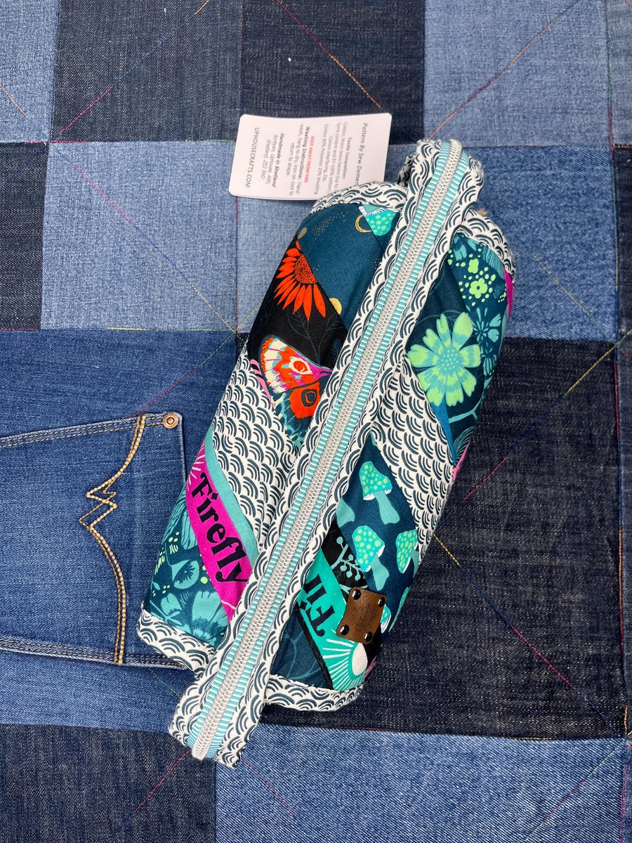 Aqua Teal Pink Sew Together Bag, Organiser Bag, Make Up Bag