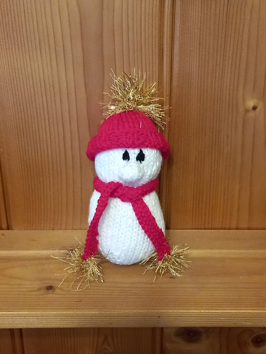 Hand knitted Snowman with hat & scarf