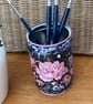 Pink Peonies Coffee Beans Tin Can Upcycled Decoupaged Storage Pencil Pen Pot - Image 2