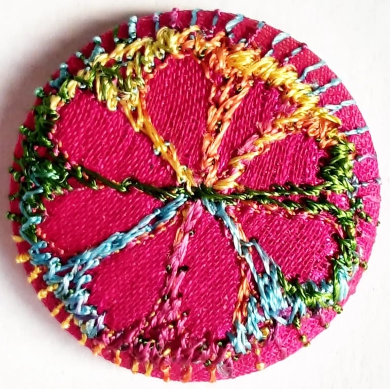 Buttons 1 inch button Hand Dyed Silks and Cottons Free Machine Embroidery Button