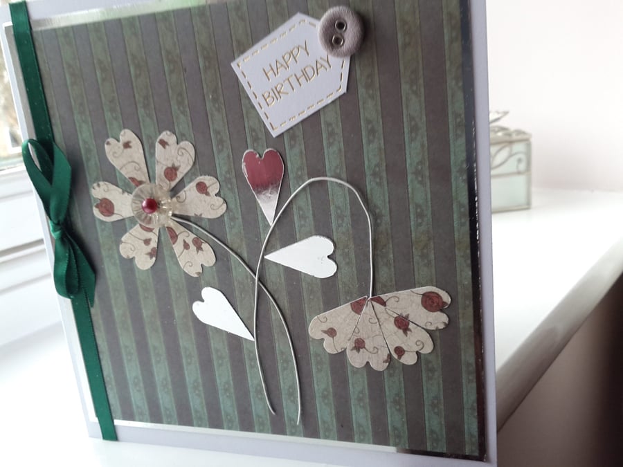 Daisy heart birthday card