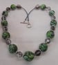 Green swirl polymer clay necklace - Image 2