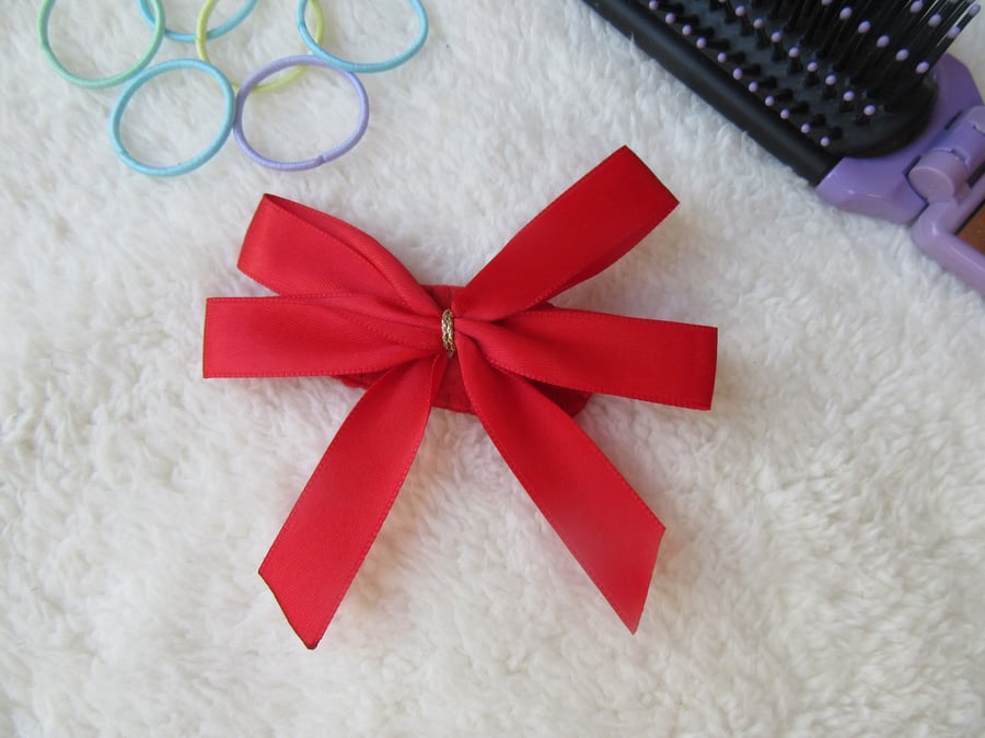 Red hair bow, red hair clip