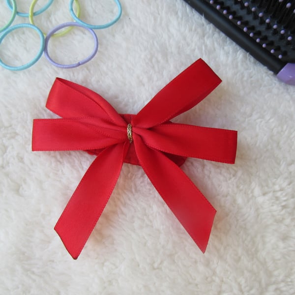 Red hair bow, red hair clip
