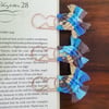 Bookmarks - macrame jumbo cat paperclip, page keepers - blue marble