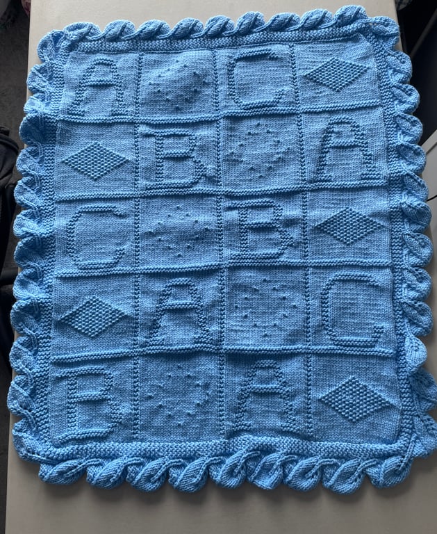 Handknitted ABC Baby Blanket