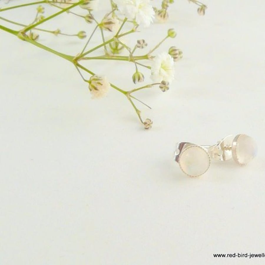 Moonstone and sterling silver studs