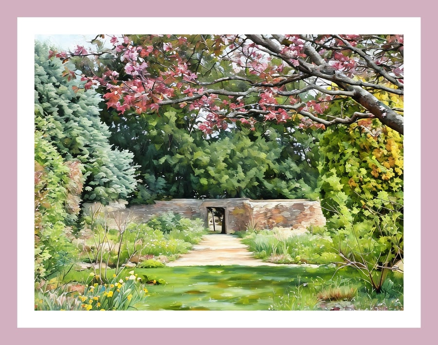 Walled Garden Spring West Acre Gardens Norfolk Greeting Card A5