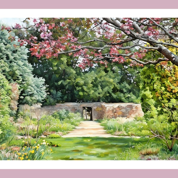 Walled Garden Spring West Acre Gardens Norfolk Greeting Card A5