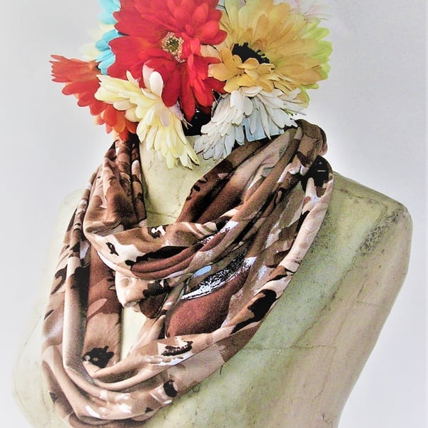 Shawl, Loop Scarf, Cowl  in muted shades of brown, draping fabric, soft feel