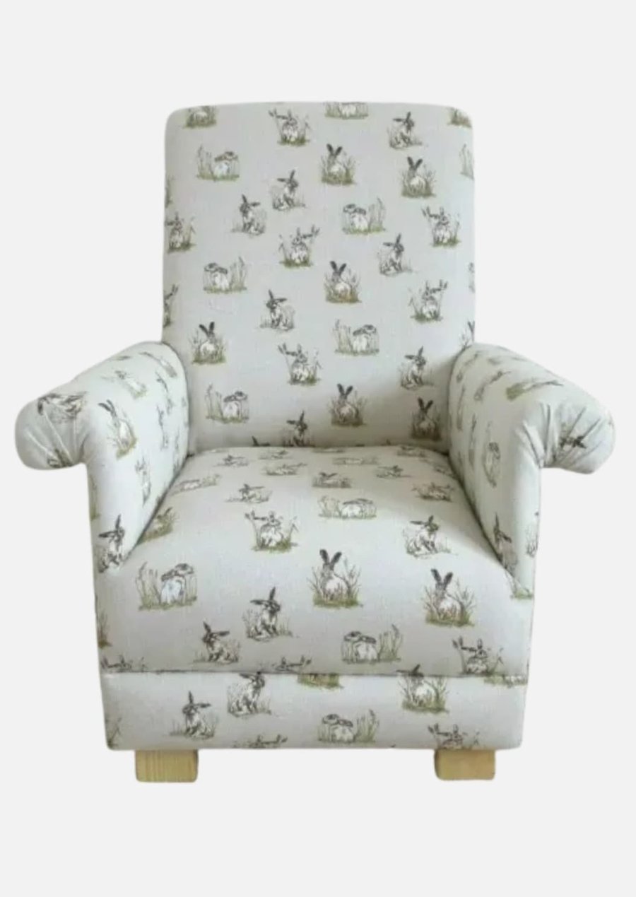Vintage Hares Fabric Children's Chair Armchair Rabbits Bunnies Animals Kids 